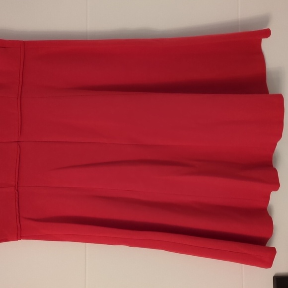 J Crew Factory Red fit and flare Strechy knit Structured Career Office Red dress - Picture 6 of 7